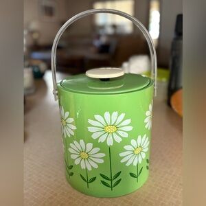 Vintage Retro Daisy Culver Floral Ice Bucket Insulated